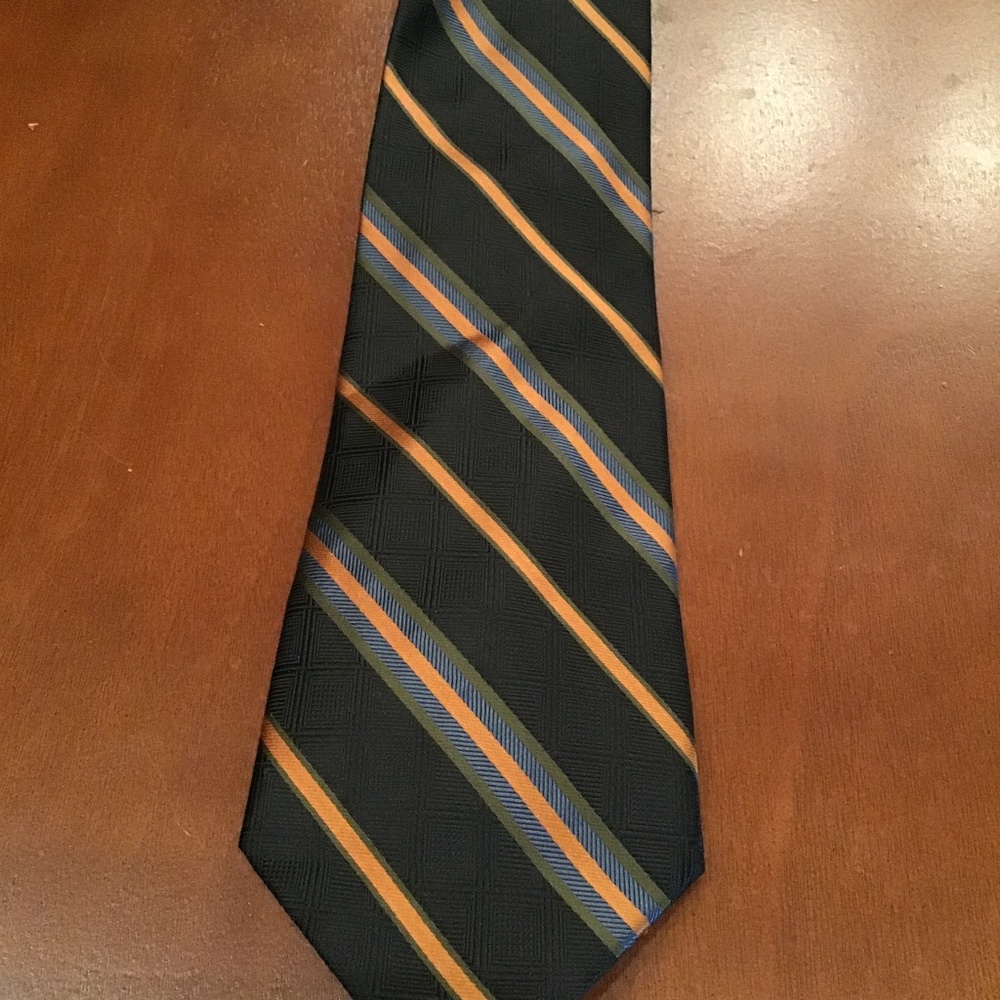 Tango Silk Tie ~ Black, Blue & Orange ~ 100% Silk